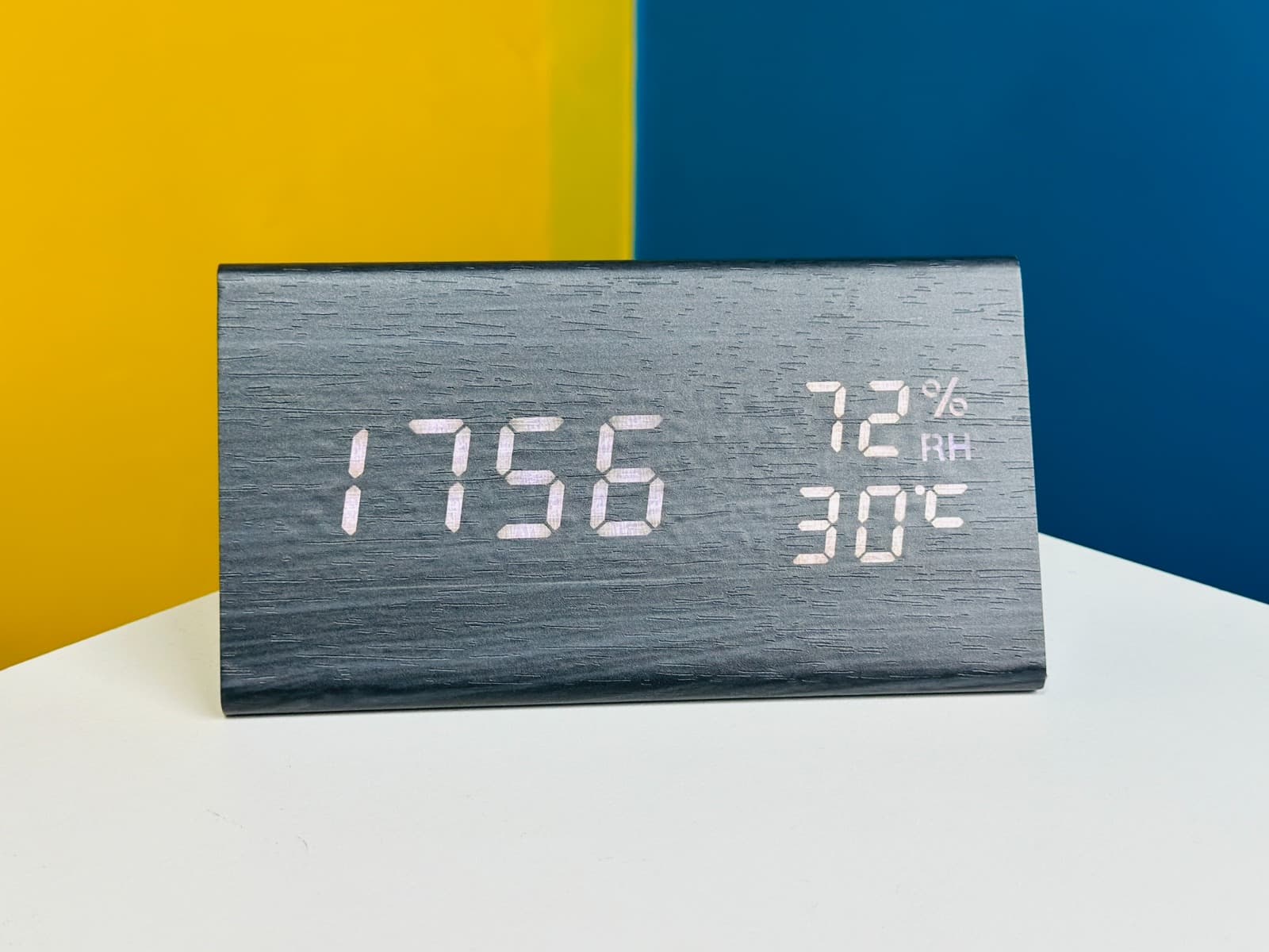 Triangle Wooden Style Digital Led Clock - Black