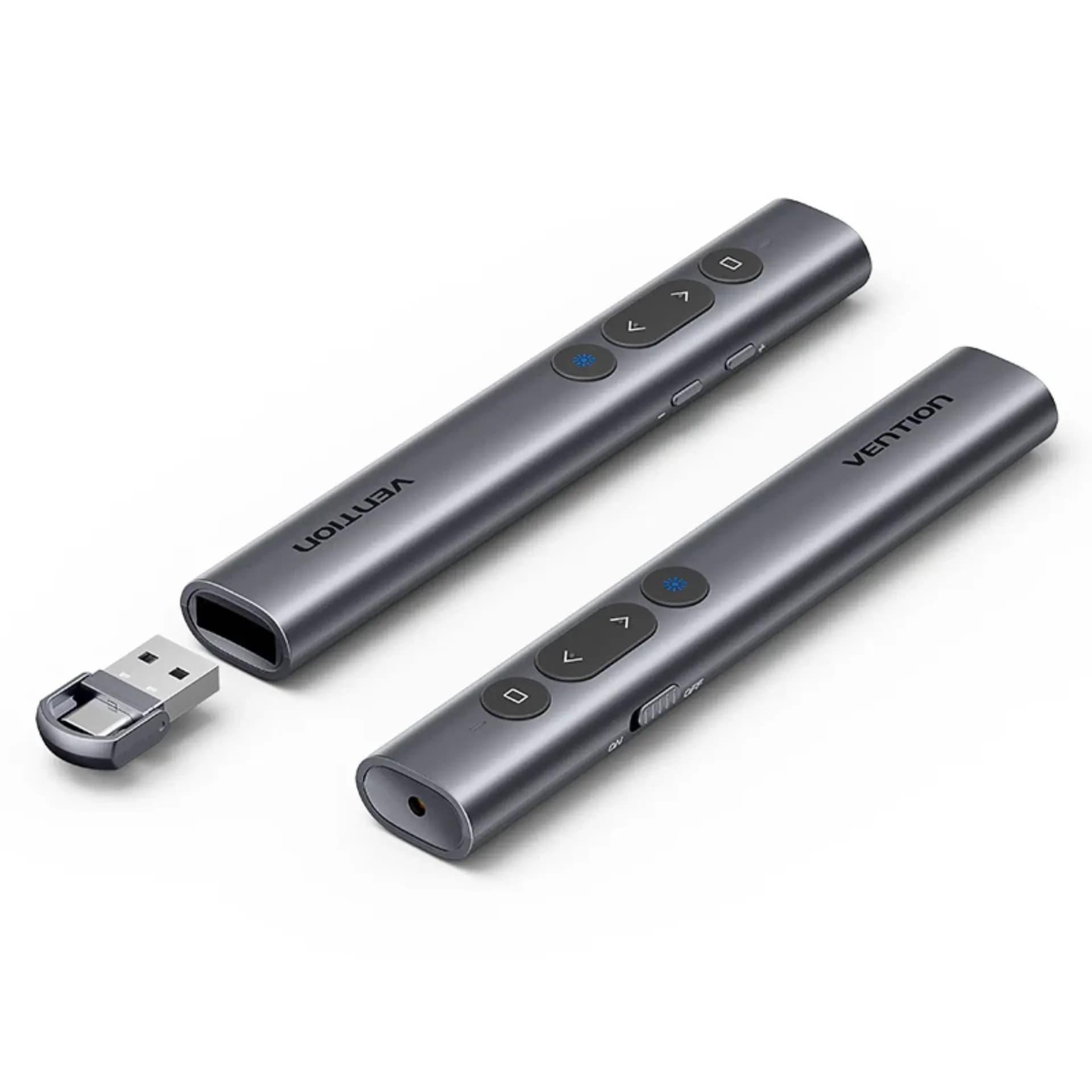 Vention Wireless Presentation Clicker with Red Laser Pointer - Gray