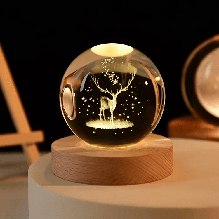 3D Crystal Ball - Deer (1 Color Base)