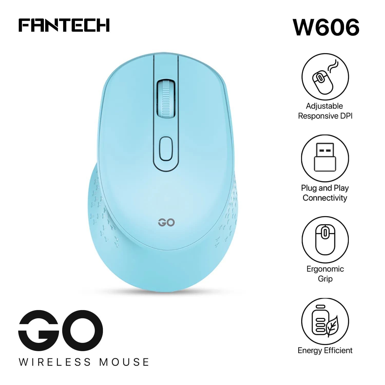 Fantech Go W606 Wireless Mouse - Blue Color
