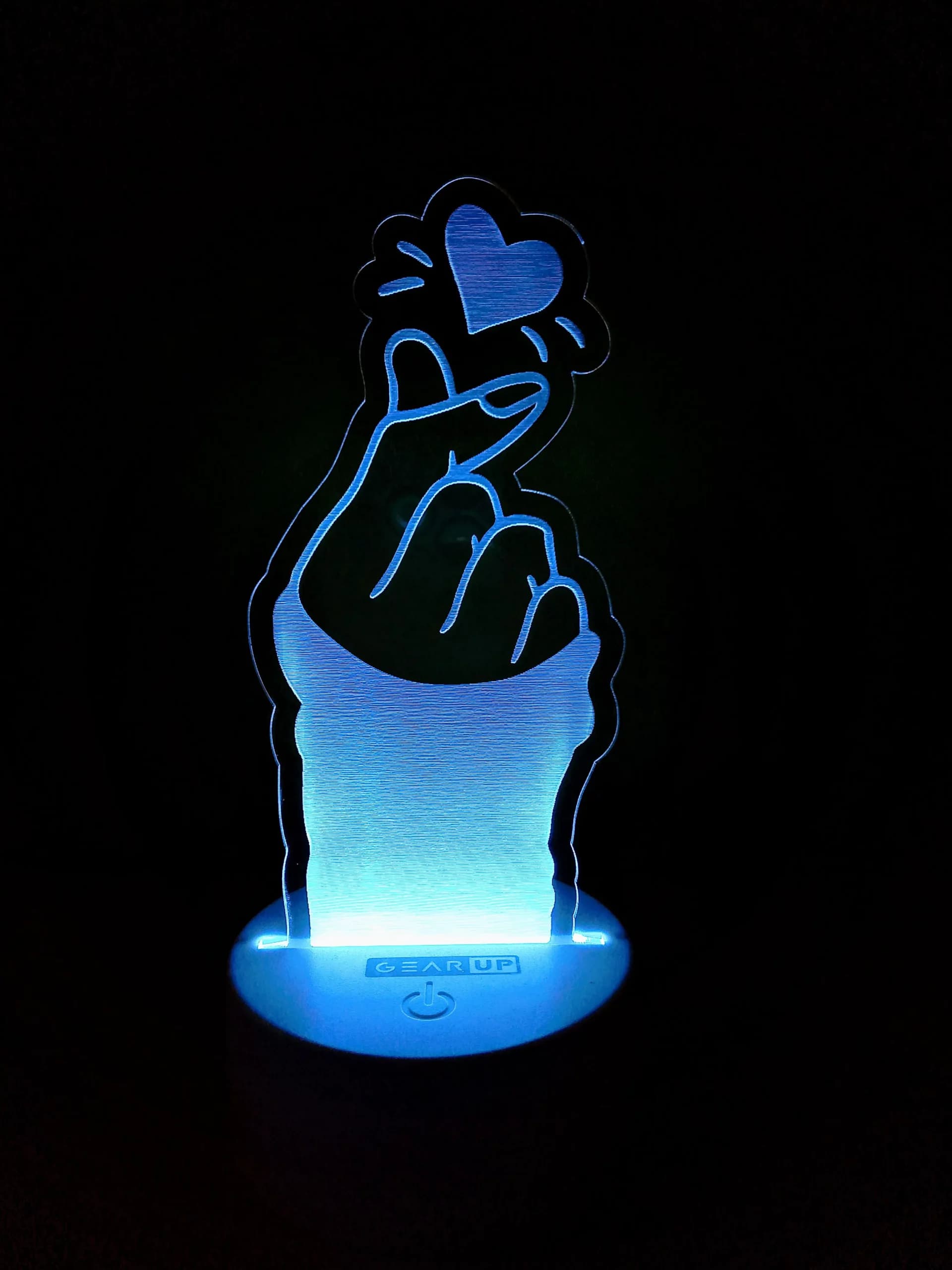 GearUP Acrylic Multicolor Night Lamp (Finger Heart)