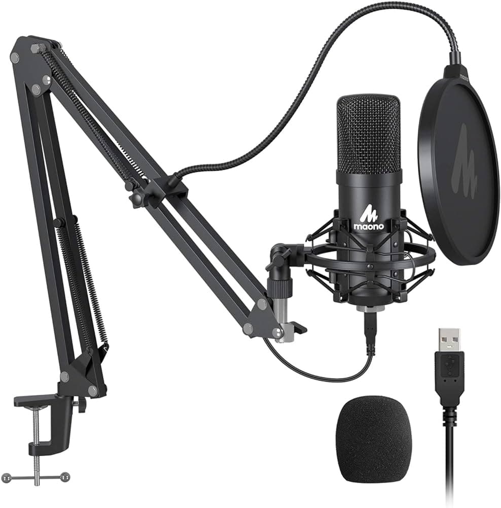 MAONO AU-A04 USB Microphone Combo Setup, Plug &amp; Play USB Cardioid Podcast Condenser Microphone