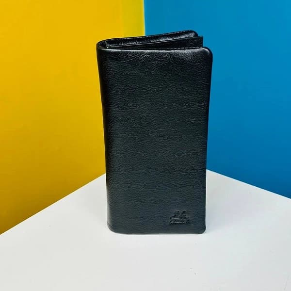 Men’s Stylish Long Leather Wallet - Black Color