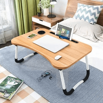 Multifunctional Portable & Foldable Laptop Table - Wood Color