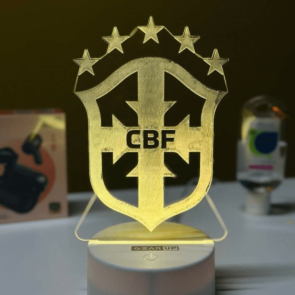 GearUP Acrylic Multicolor Night Lamp (Brazil Logo) - WHITE