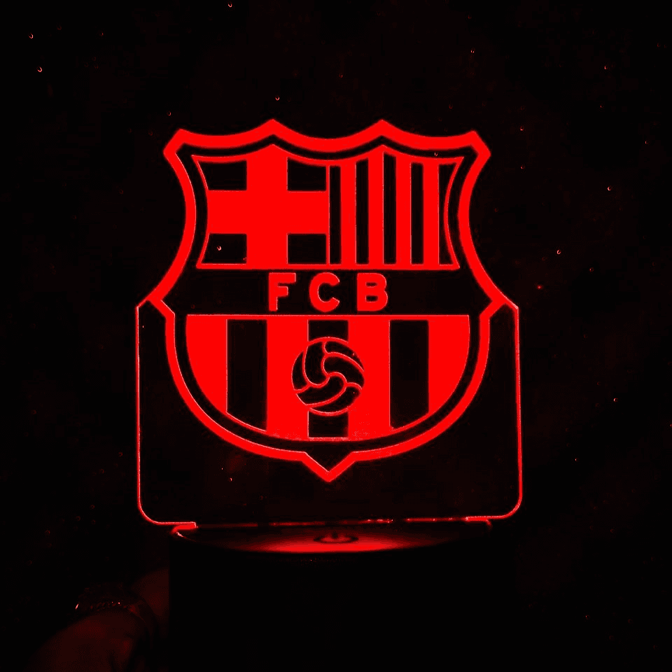 GearUP Acrylic Multicolor Night Lamp - FC Barcelona - Black