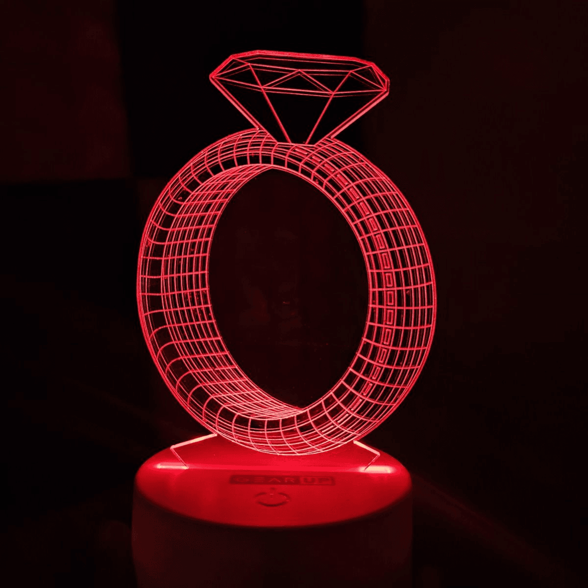 GearUP Acrylic Multicolor Night Lamp Black (Diamond Ring)