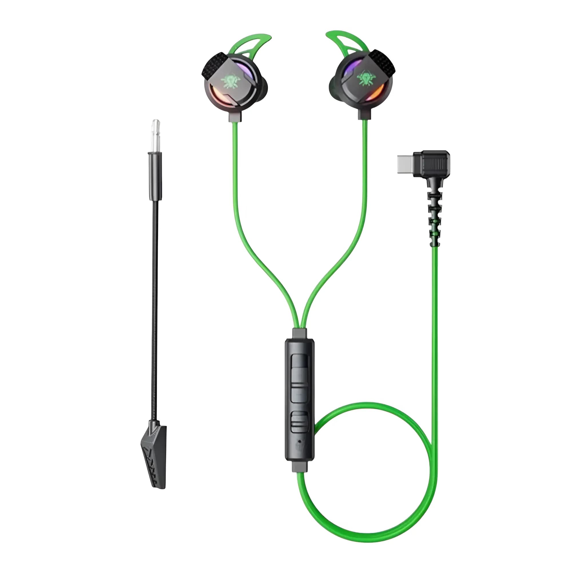 Plextone RX3 Plus Type-C Gaming Earphone with Detachable Dual Mic - Green