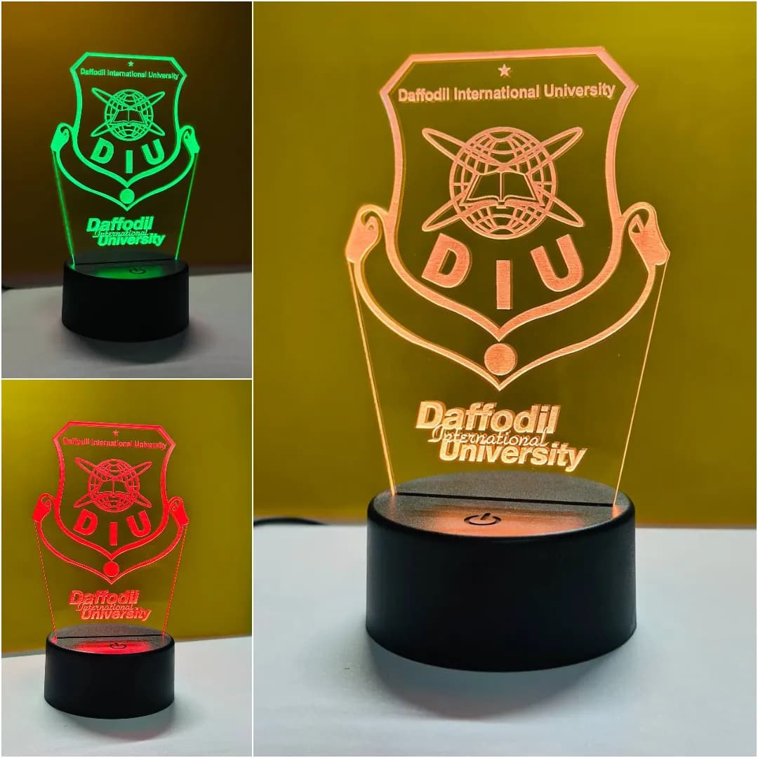 Customizable Gearup Multicolor Acrylic Night Lamp - School, College, or University Logo - Black