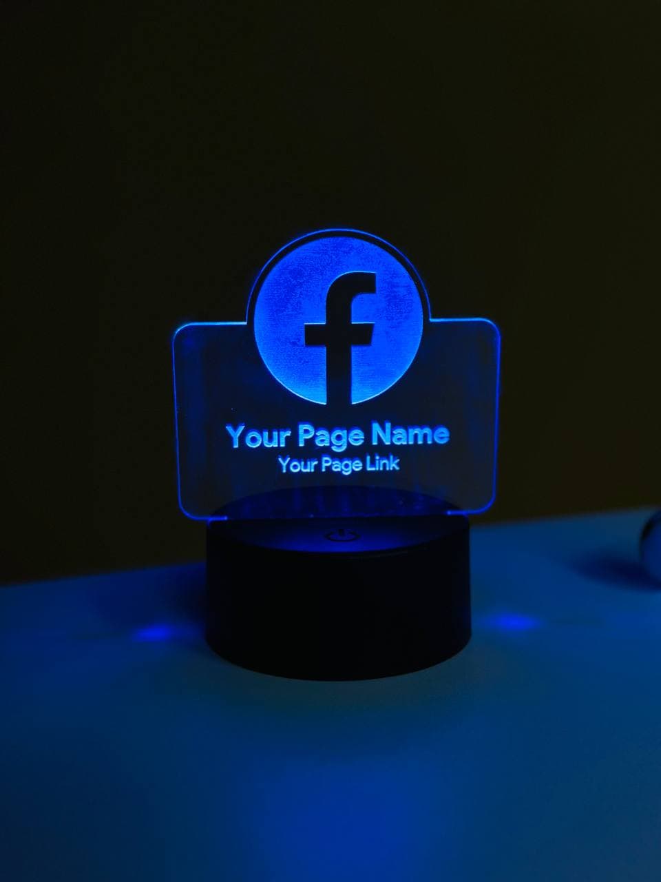 Customizable Facebook Logo Design Acrylic Multicolor Night Lamp - Black