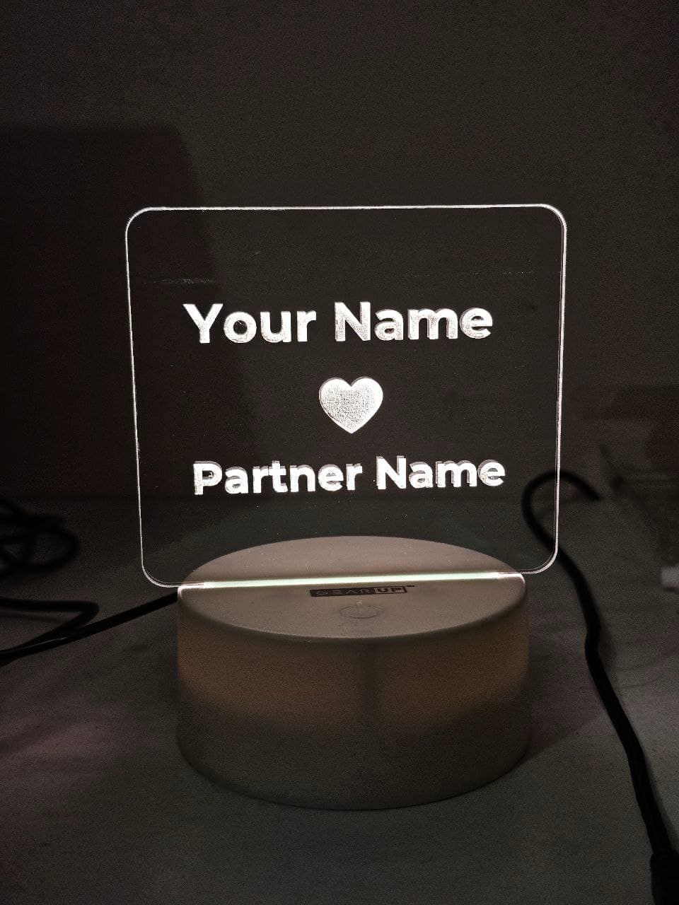 Customizable Love Acrylic Lamp (X Love Y) - Black