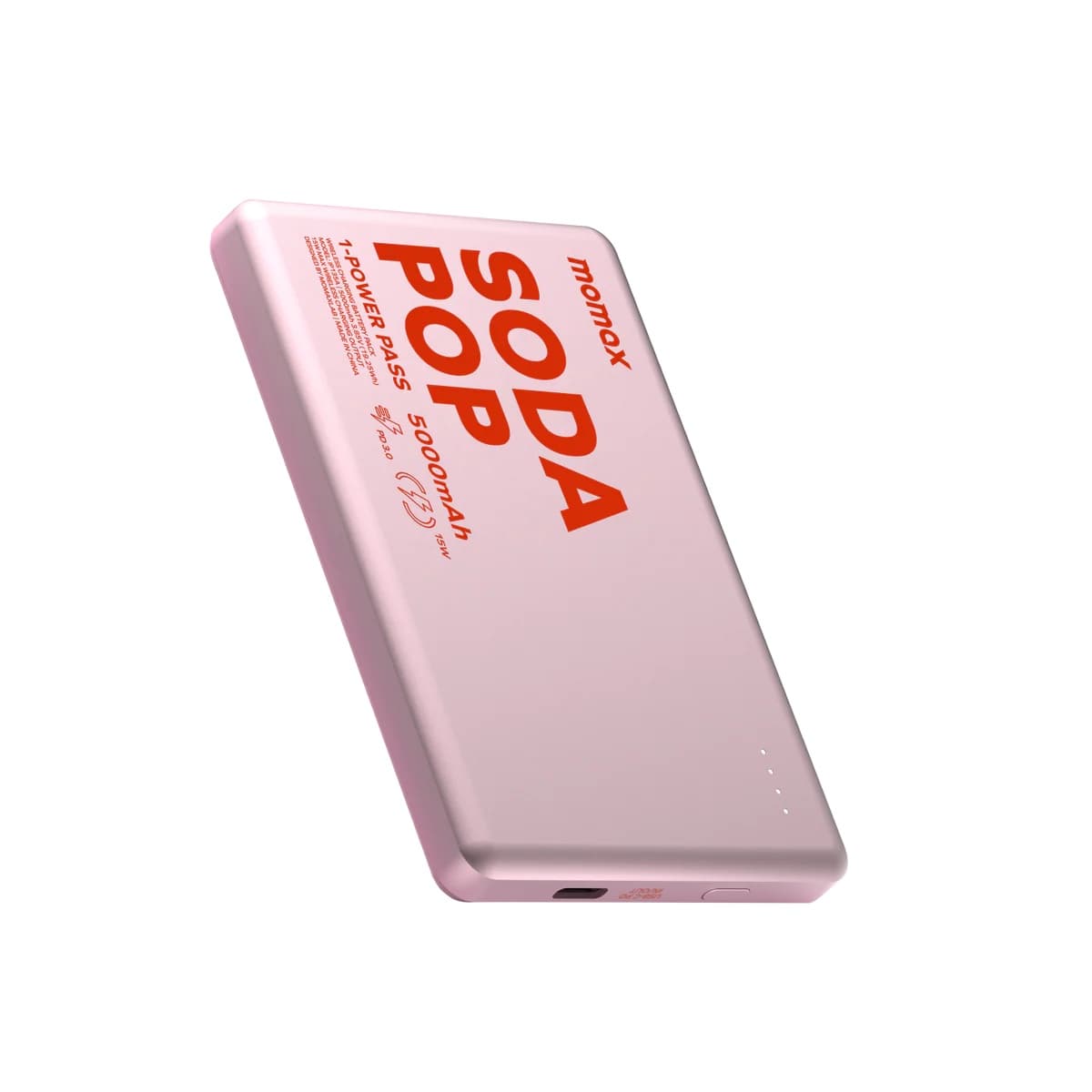 Momax 1-Power Pass Soda Pop Magnetic Wireless Power Bank 5000mah - Pink
