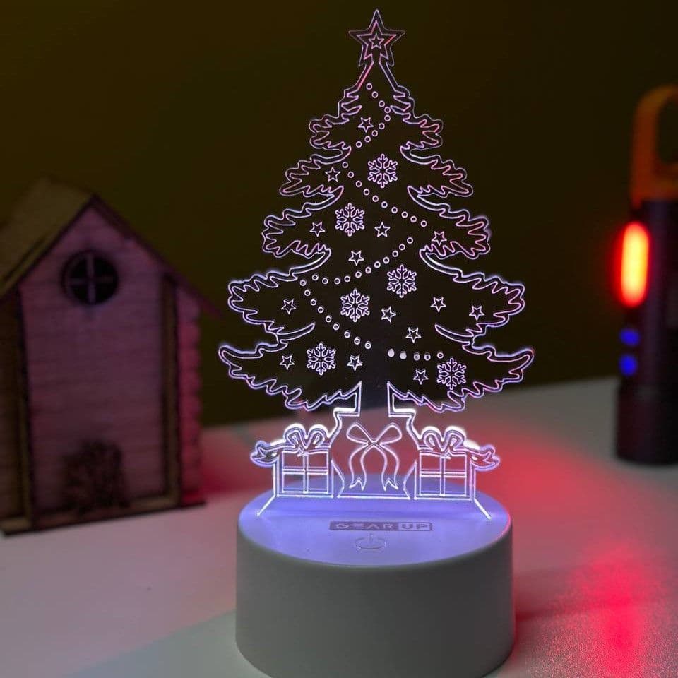 GearUP Acrylic Multicolor Night Lamp (Christmas Tree) - WHITE