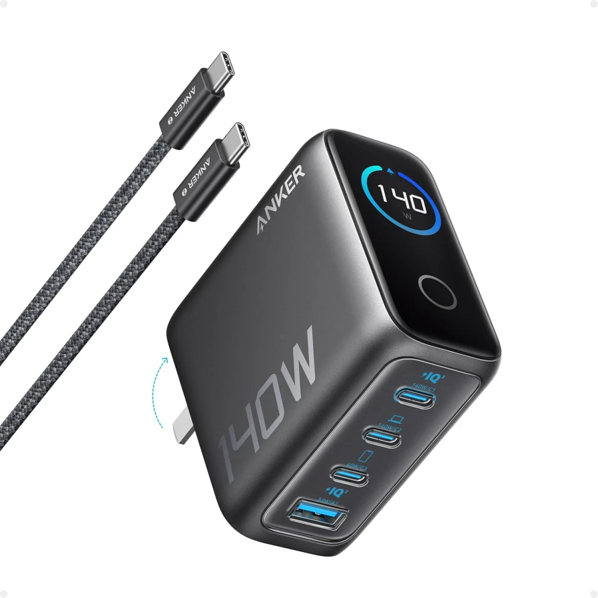 Anker 140W 4-Port PD 3.1 GaN Charger with 240W USB-C Cable